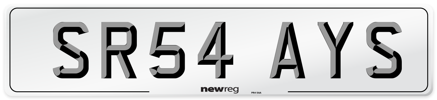 SR54 AYS Number Plate from New Reg